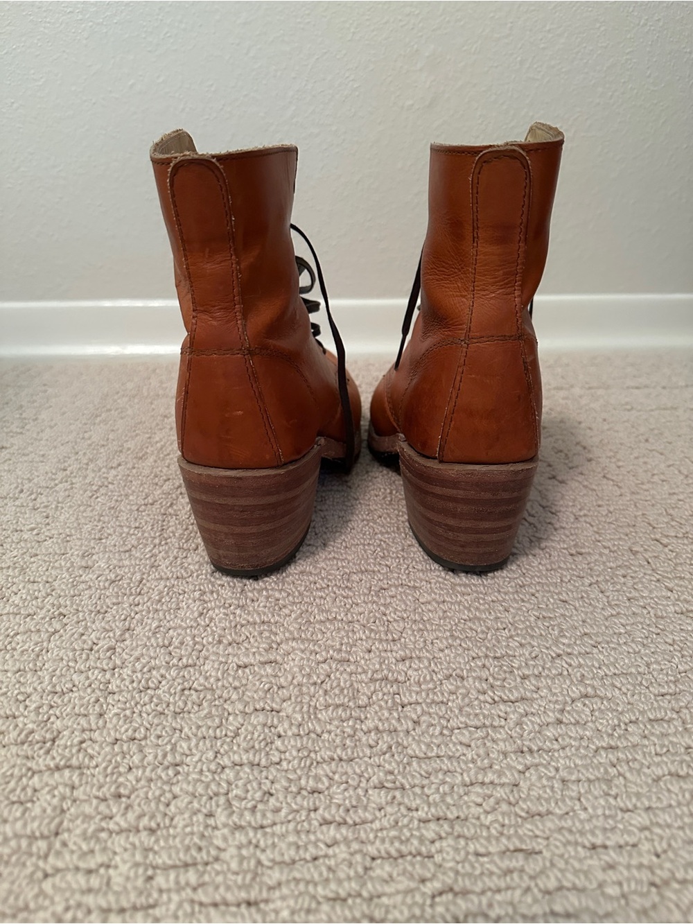 Red Wing Shoes Tan Leather Moc-Toe Heeled Boots - Picture 3 of 11